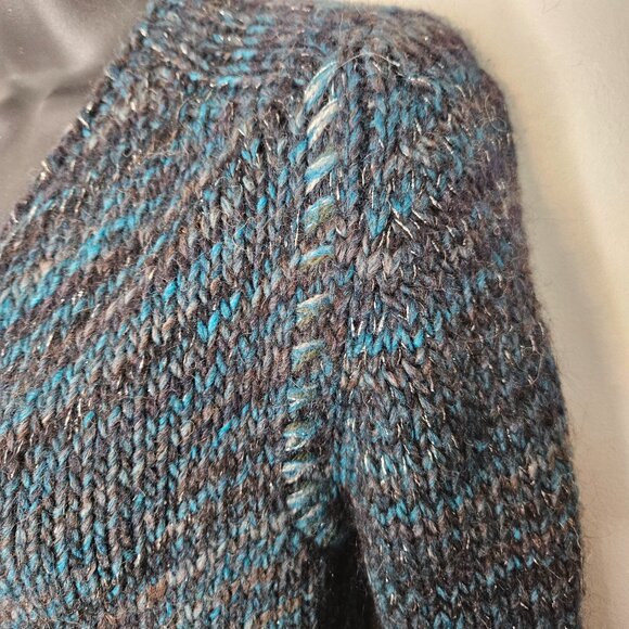 Zadig & Voltaire Cascade  Open Front Chunky Knit Cardigan Sz S Blue Grey Melange - Picture 8 of 11